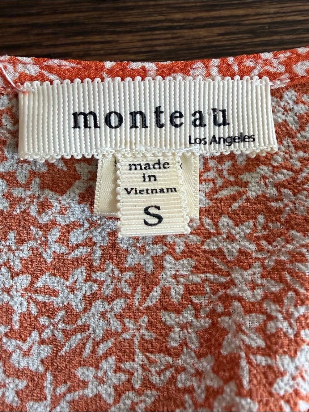 Monteau Orange and White Floral Wrap Peplum Blouse Size Small NWOT - Picture 4 of 5